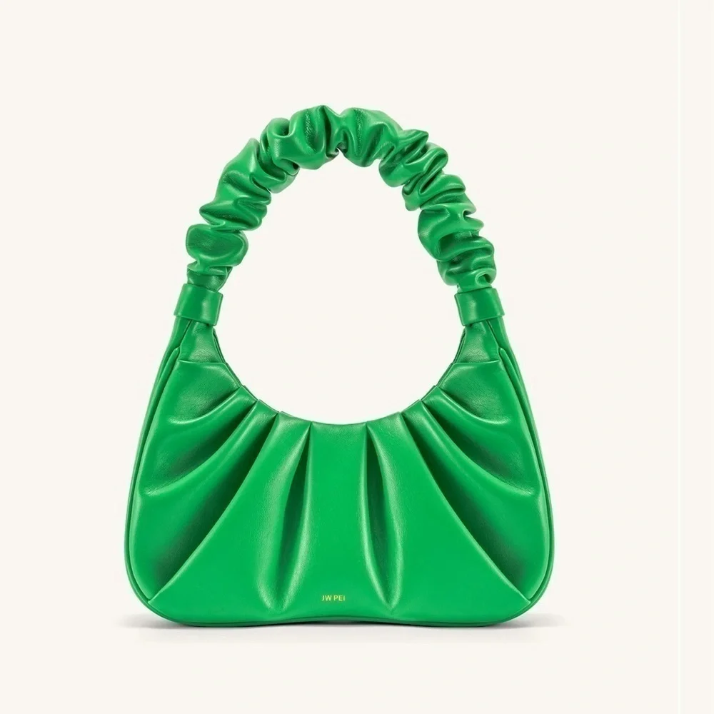 NWT JW PEI Gabbi Ruched Vegan Shoulder Bag in Grass Green